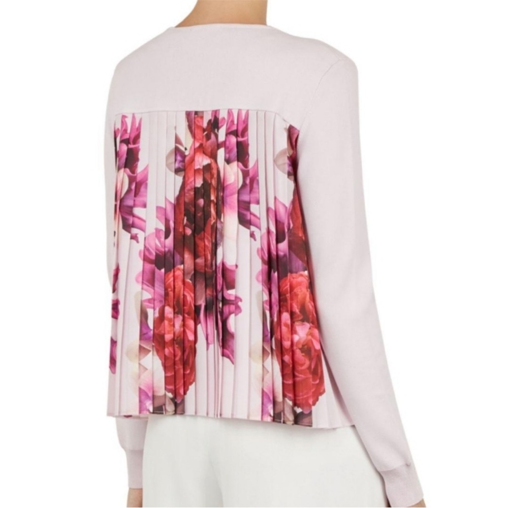 Ted Baker Splendour Pleat Print Back Cardigan in Pale Pink Size 1/ US 4